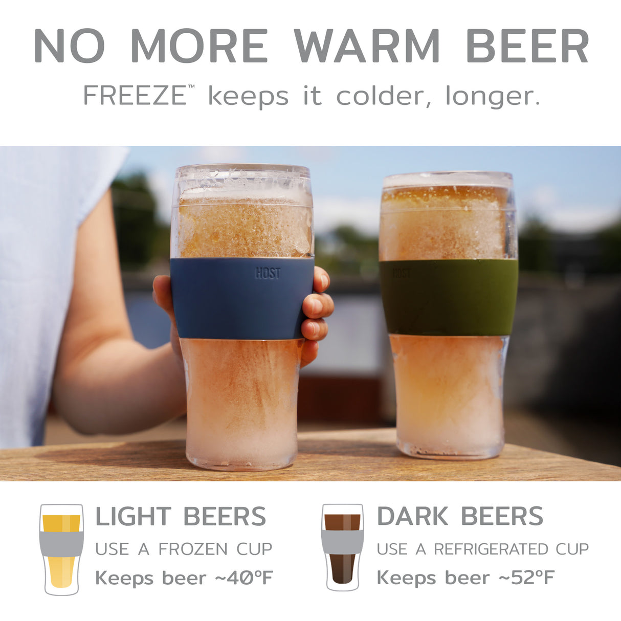 Beer FREEZE Cooling Cup in Green, Set of 2