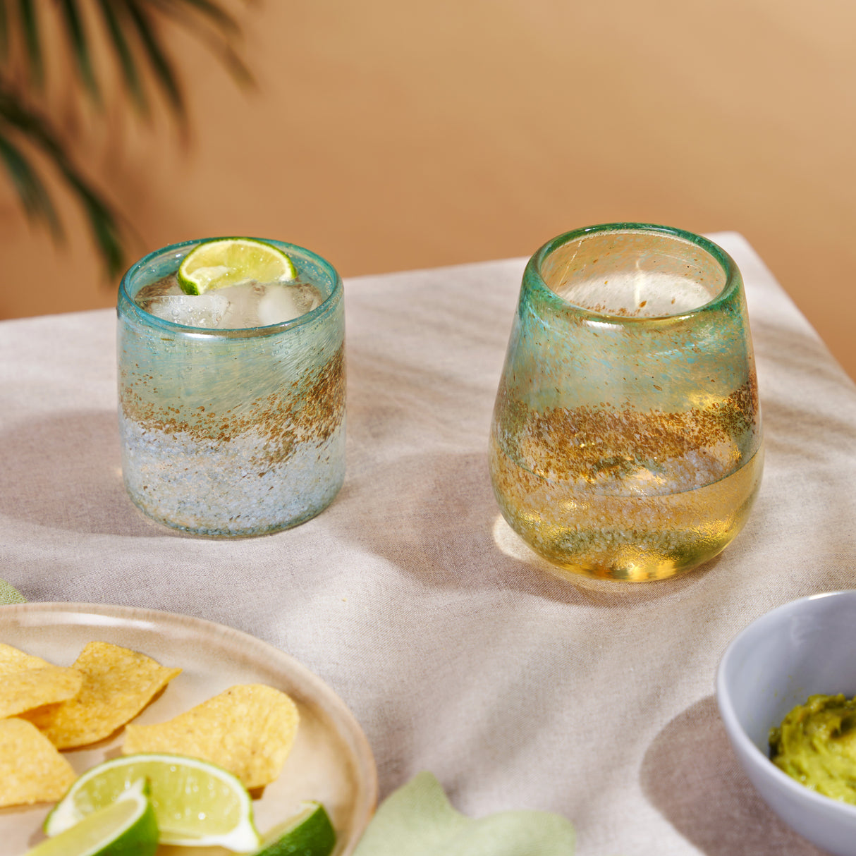 Segunda Vida Playa Bonita Recycled Stemless Wine Glasses, Set of 2