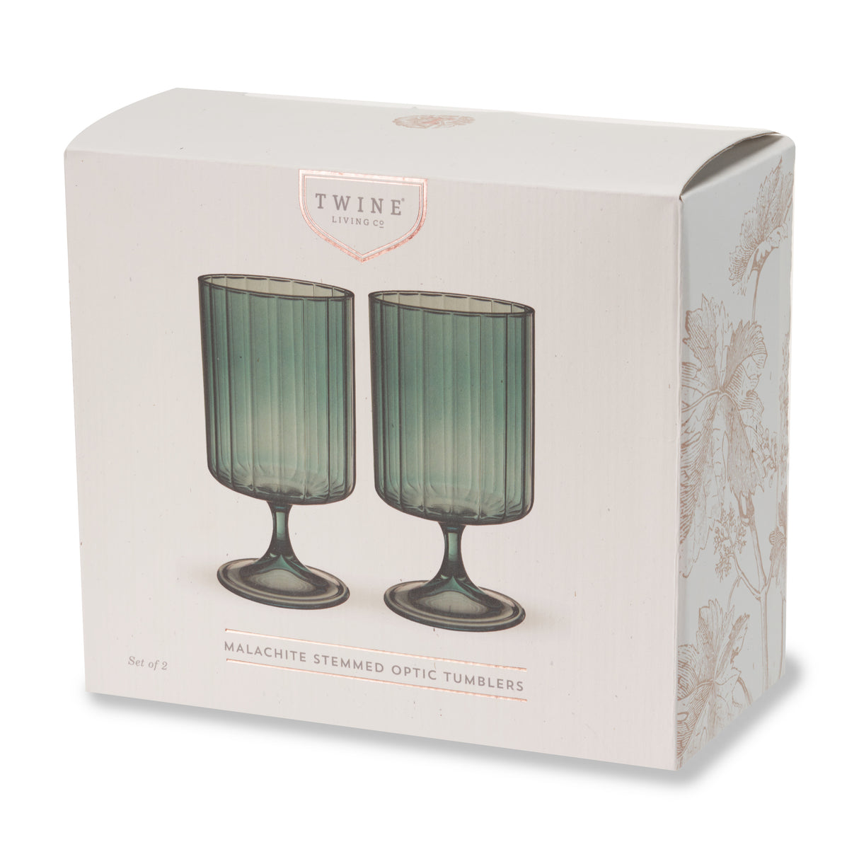 Malachite Stemmed Optic Tumblers, Set of 2