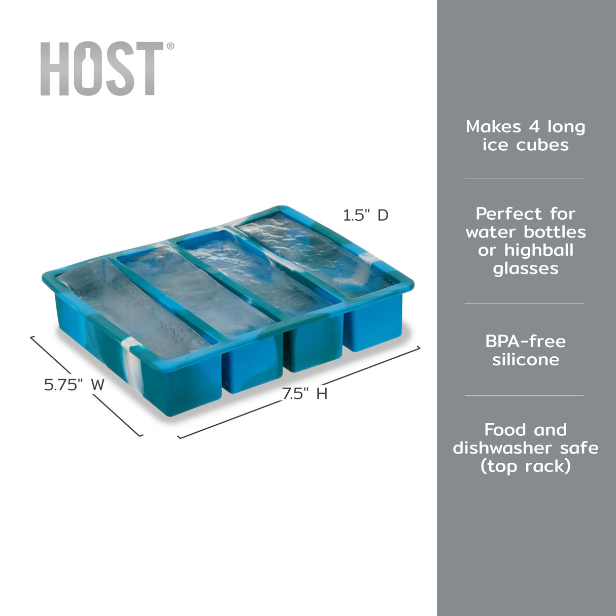 Water Bottle Ice Cube Tray in Blue Marble