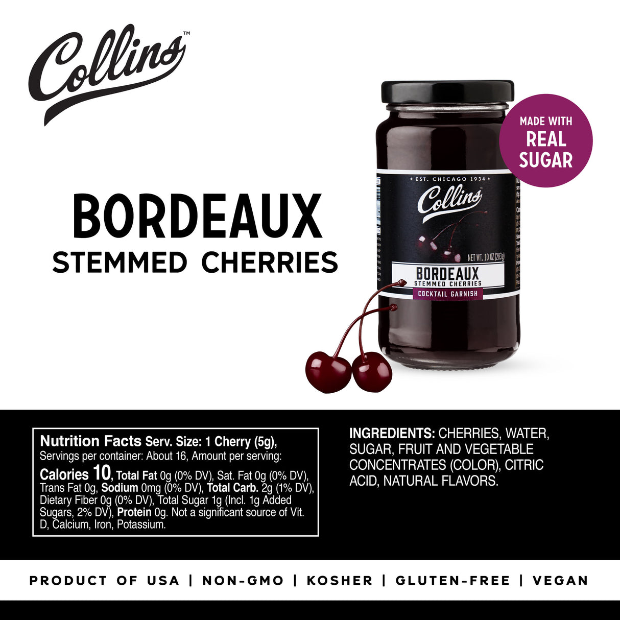 Stemmed Bordeaux Cherries, 10 oz