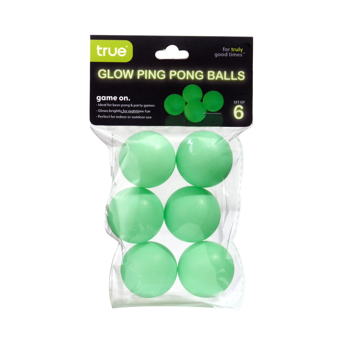 Glow in the Dark Pong Balls, Set of 6