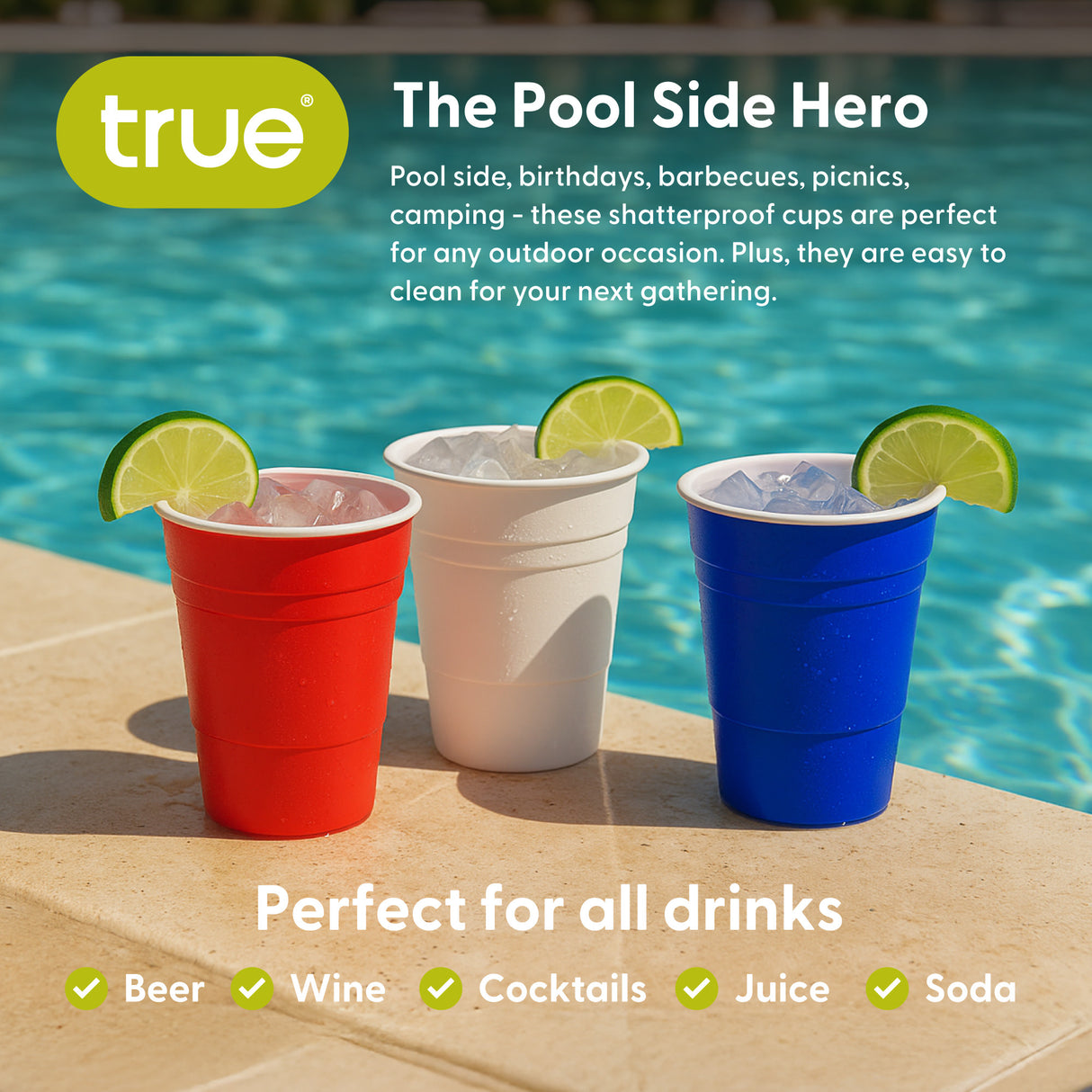 Shatterproof Pool Party Cups in Americana, Set of 6