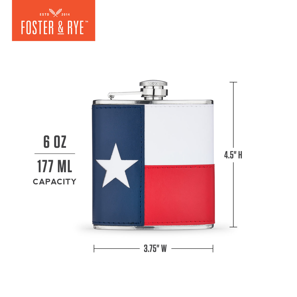 Texas Flag 6 oz Stainless Steel Flask