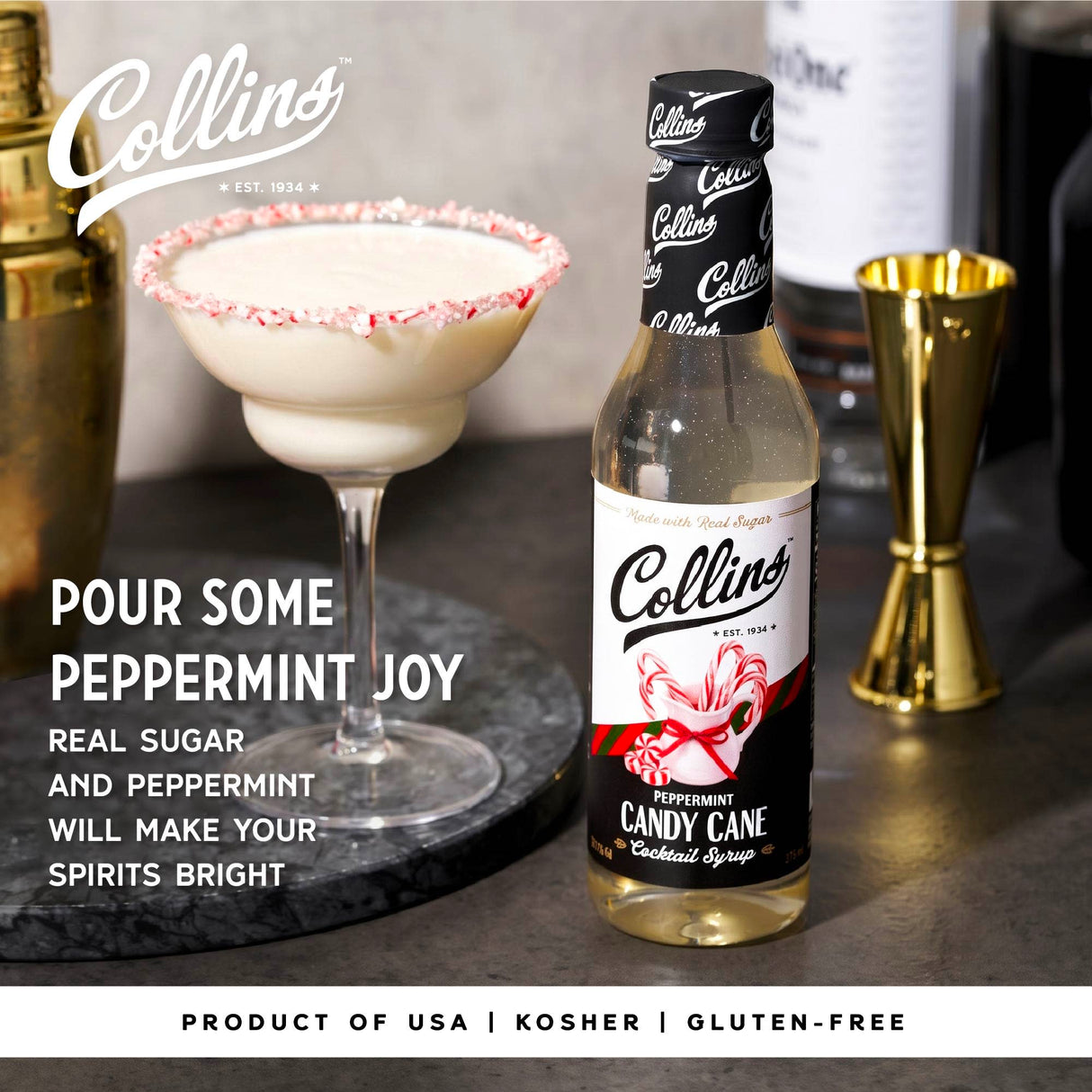 Peppermint Candy Cane Cocktail Syrup, 12.7 oz