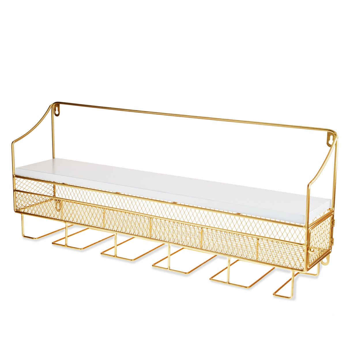 Wall Mounted Wine Rack & Cork Storage in Gold
