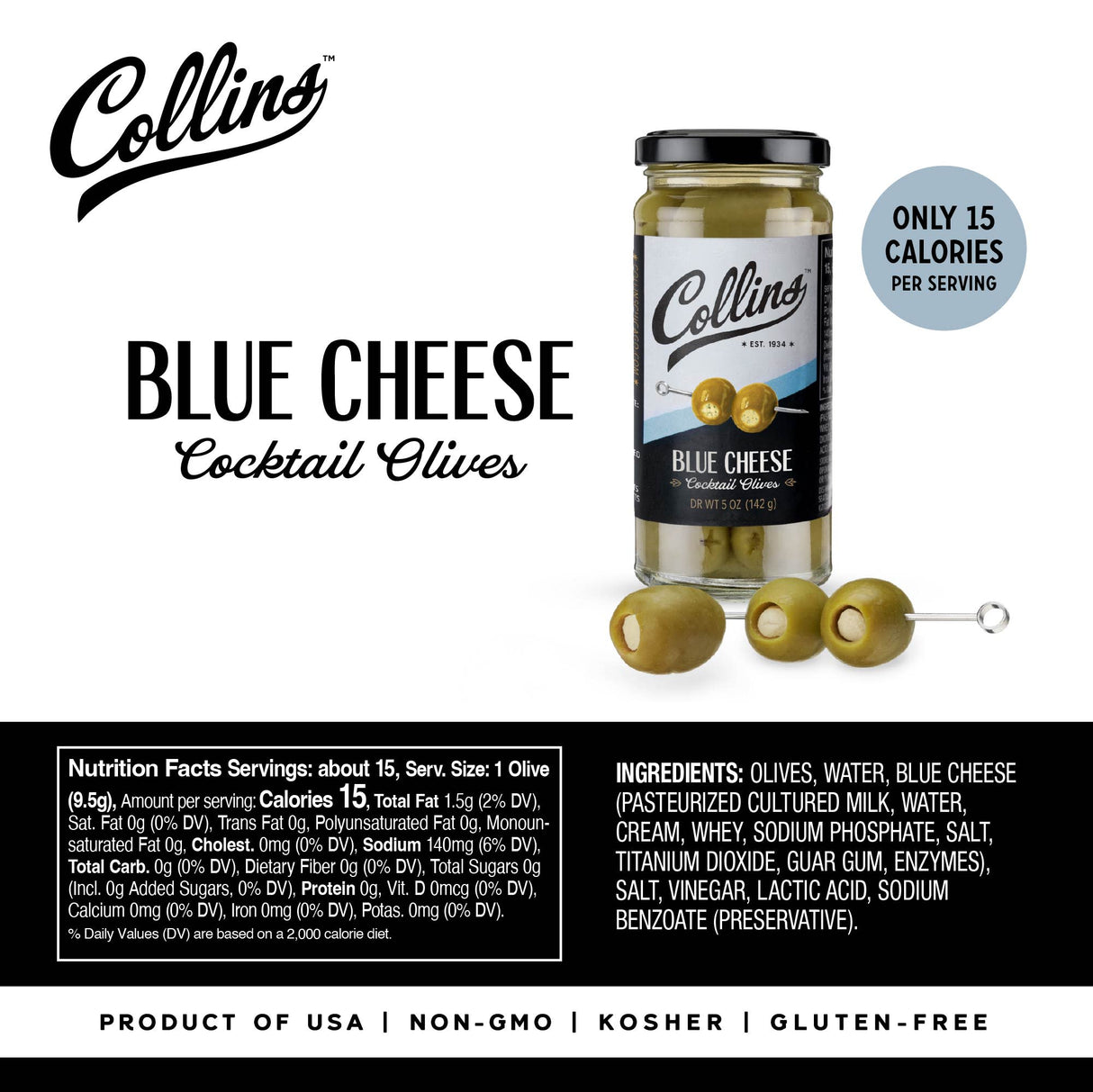 Blue Cheese Stuffed Olives, 5 oz