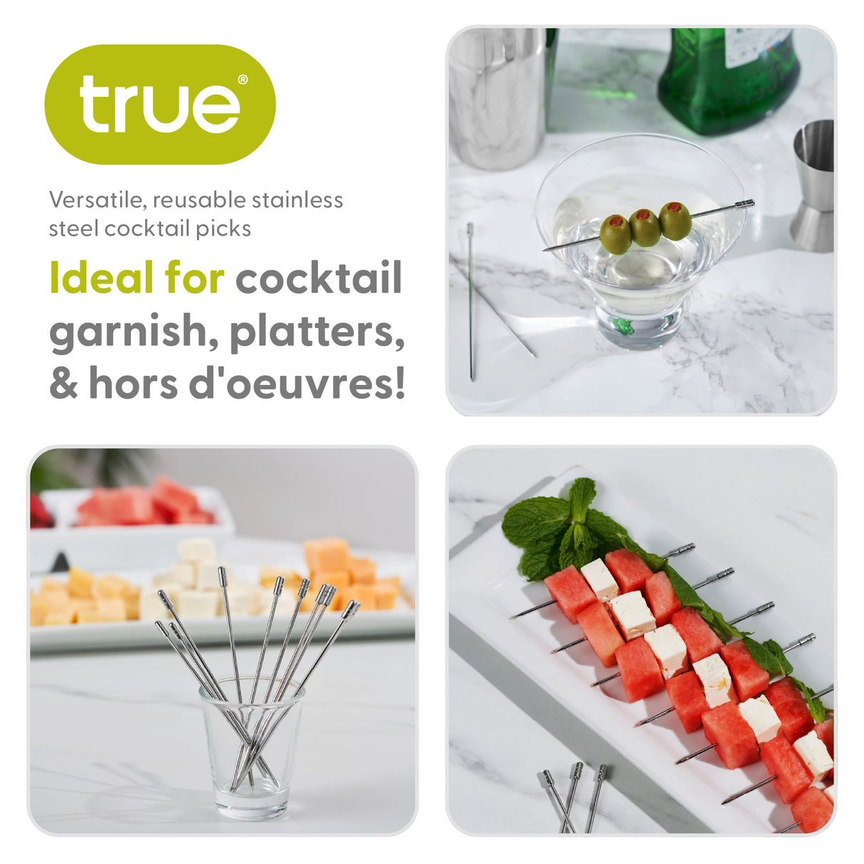 Stainless Steel Cocktail Picks, Set of 10