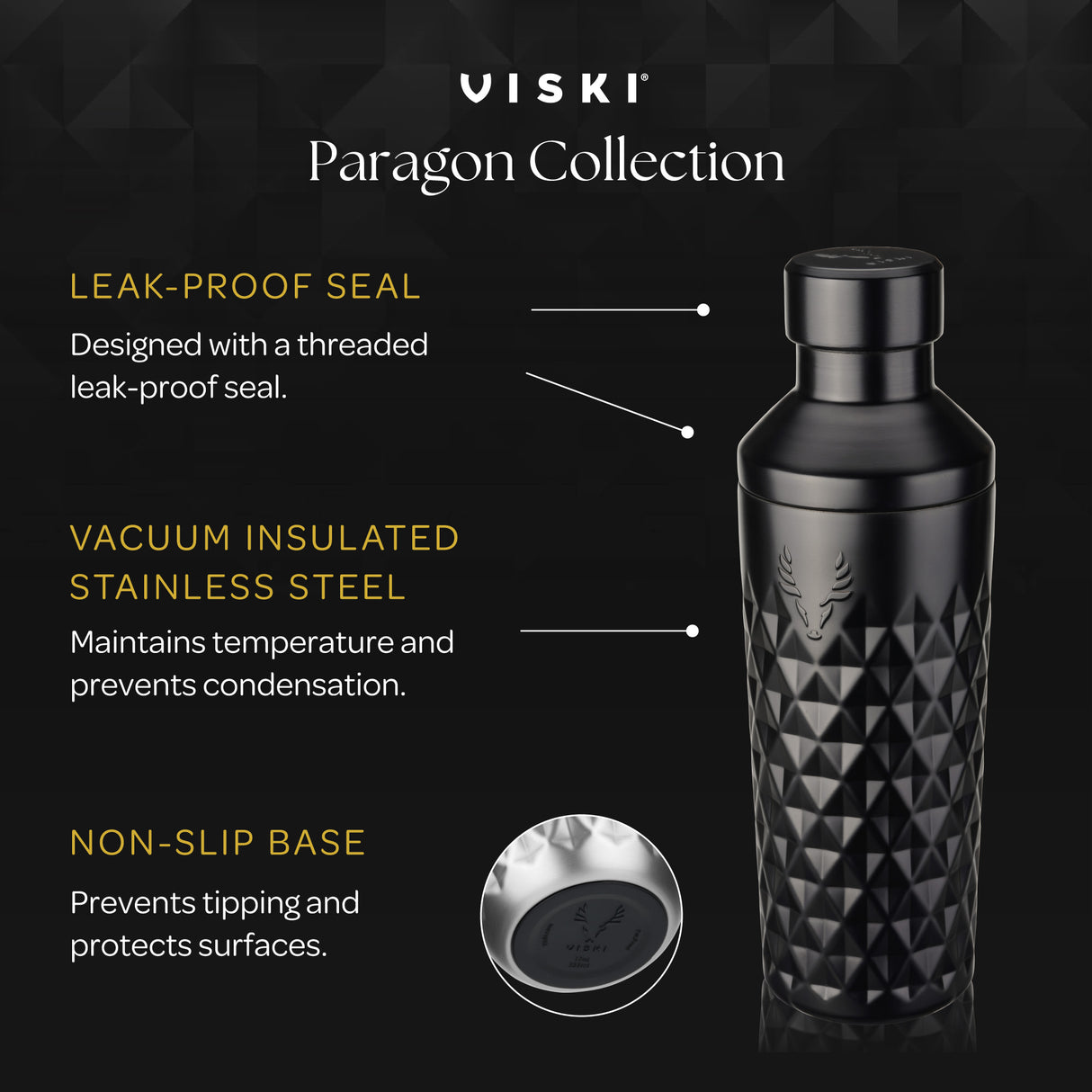 Paragon Stainless Steel Cocktail Shaker in Obsidian