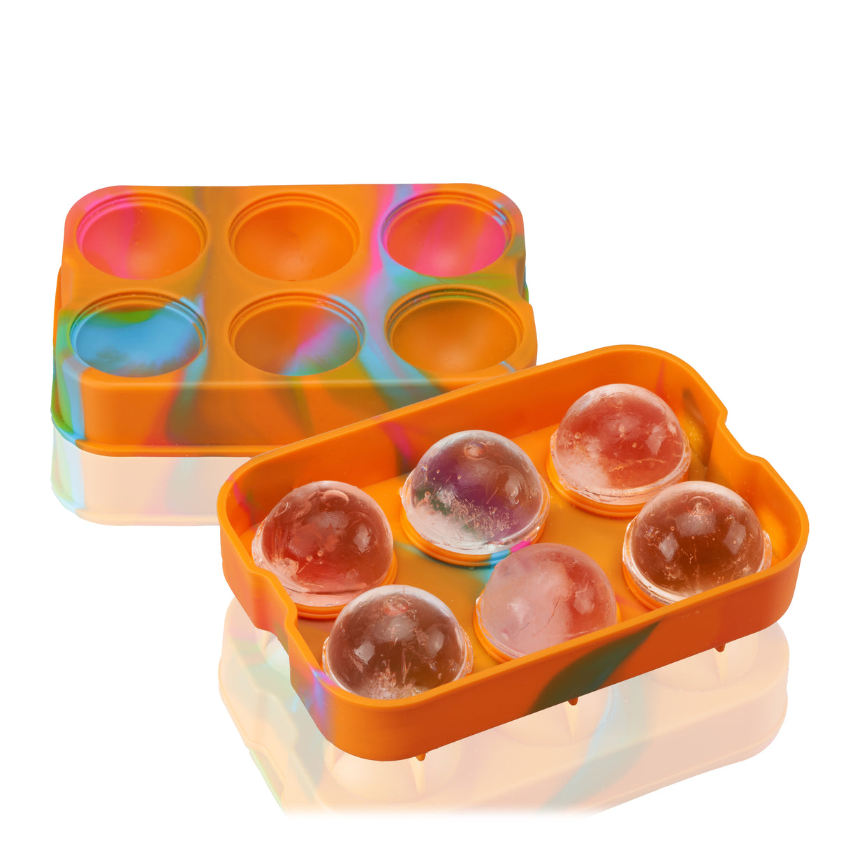 Silicone 2" Ice Sphere Mold in Colored Marble