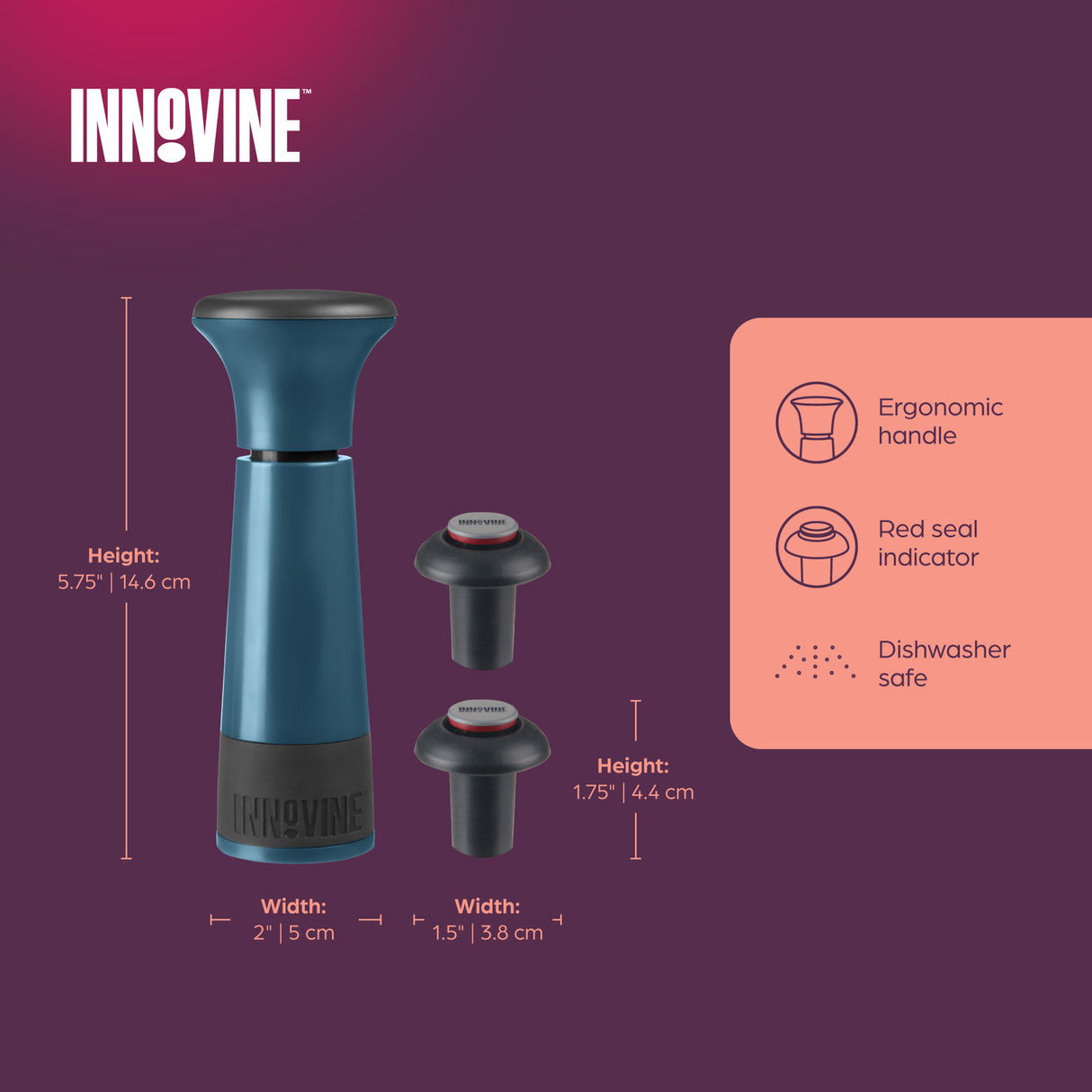 Vacuum Pump Wine Saver in Deep Teal
