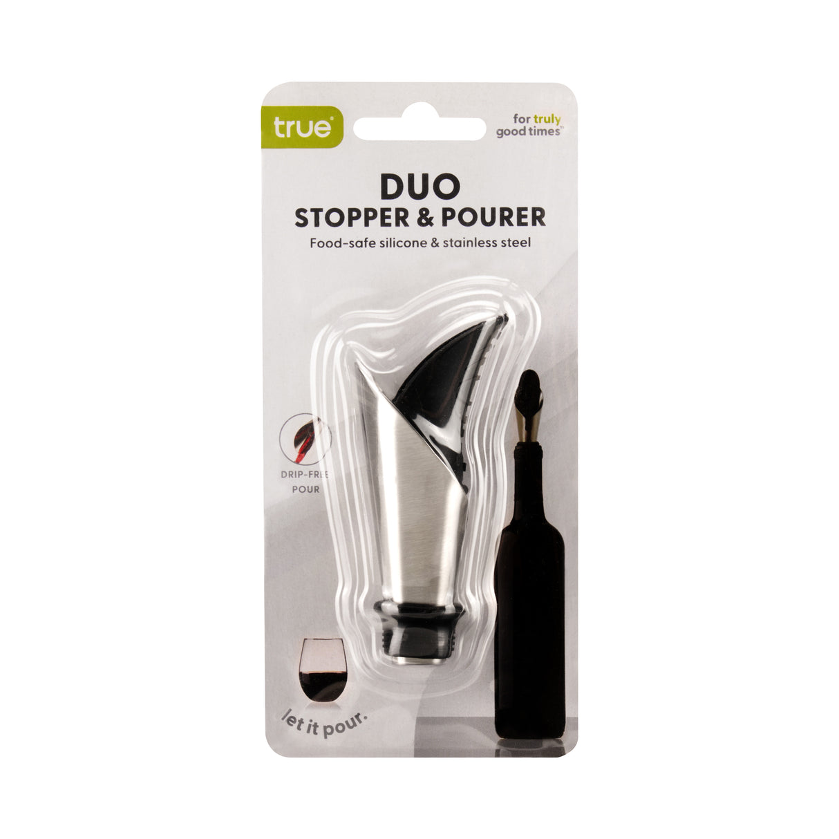 Duo Bottle Stopper and Pourer in Black