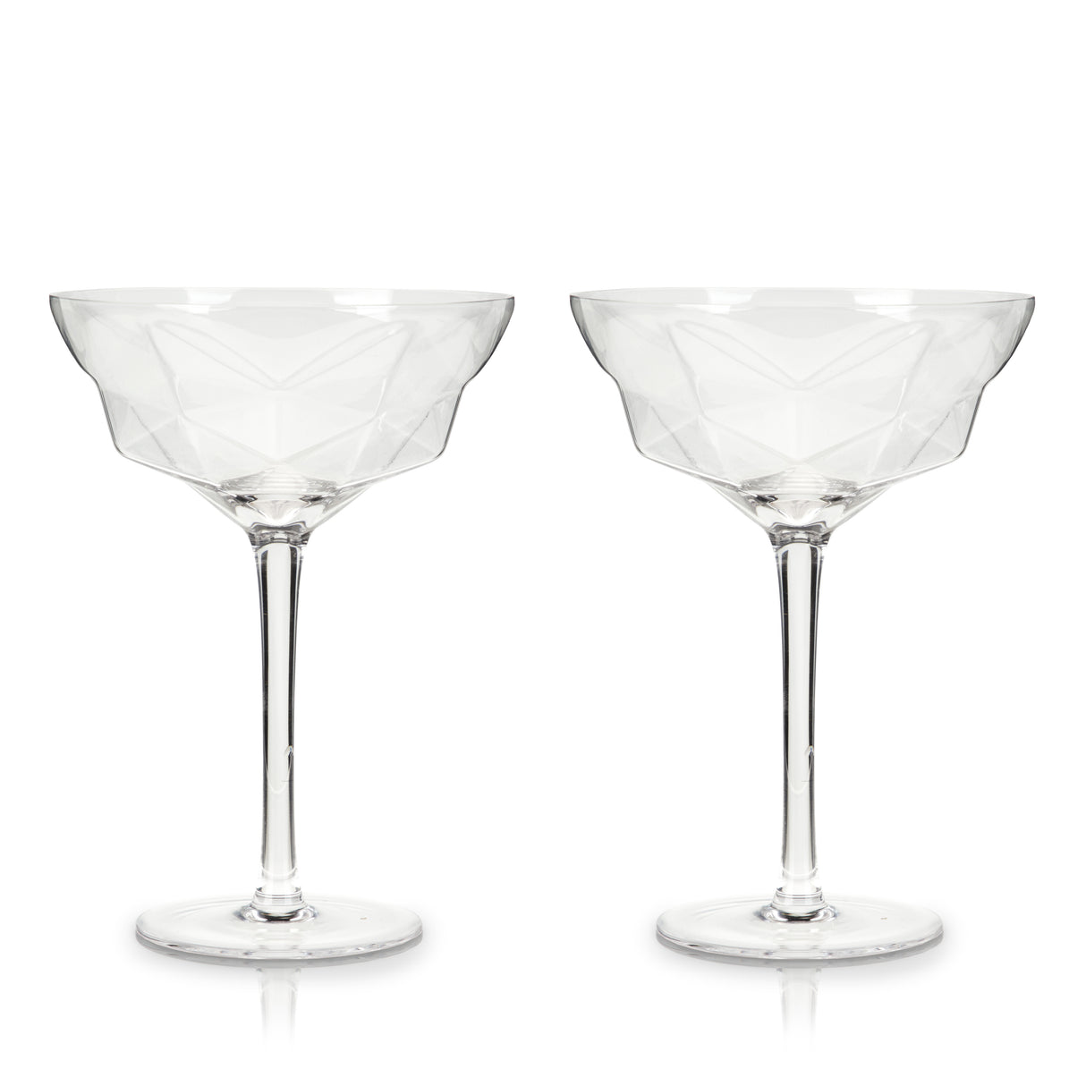 Seneca Crystal Faceted Martini Glasses, Set of 2