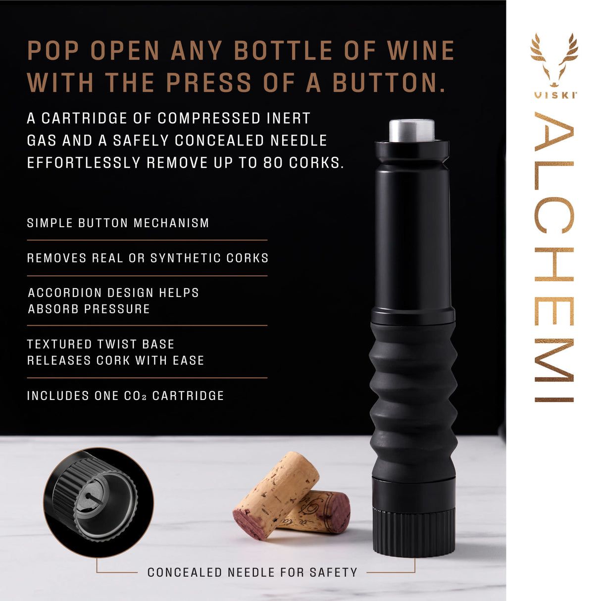 Alchemi Air Pop Cork Remover in Black