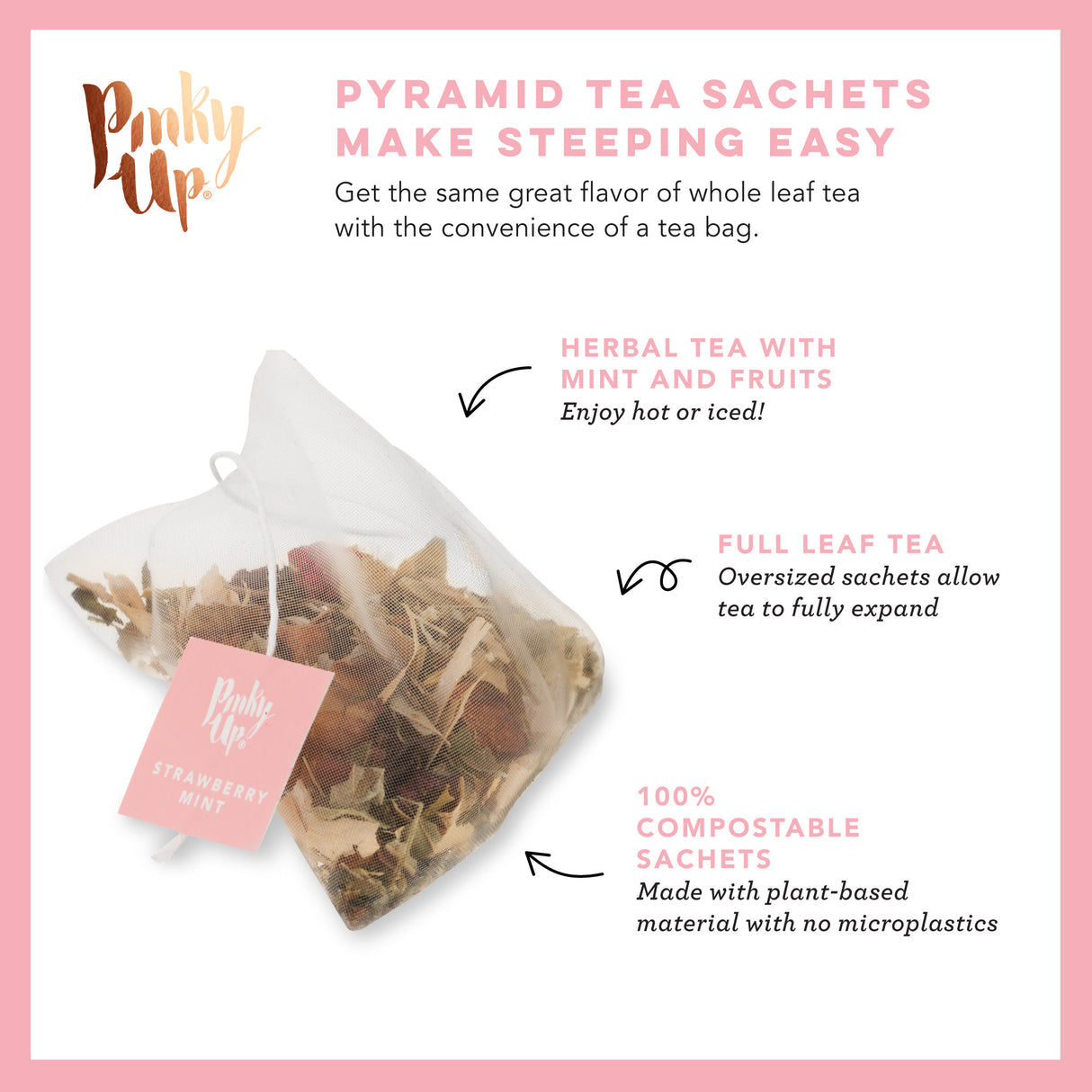 Strawberry Mint Herbal Tea, 15 Sachets