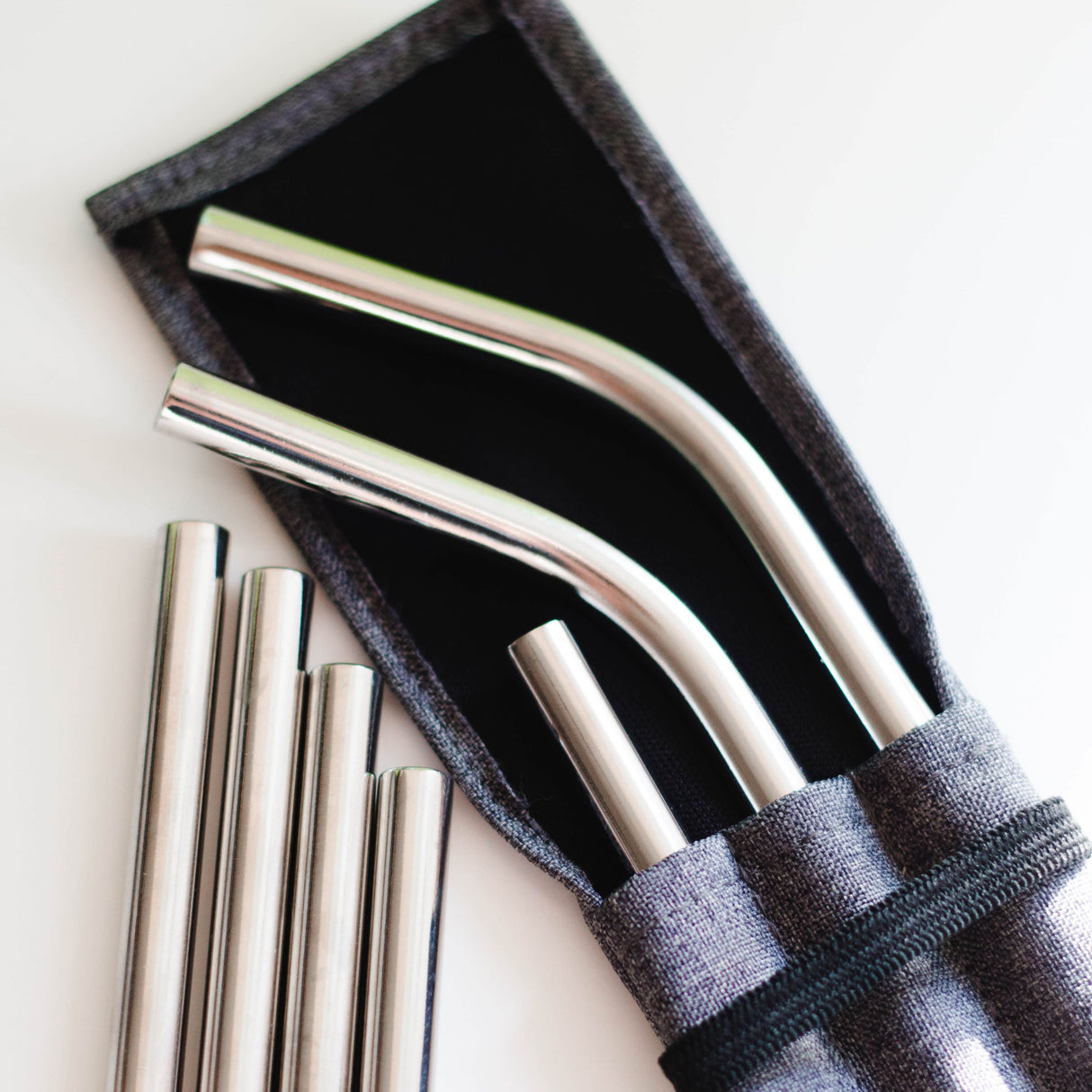 Stainless Steel Straws with Travel Case, Set of 5