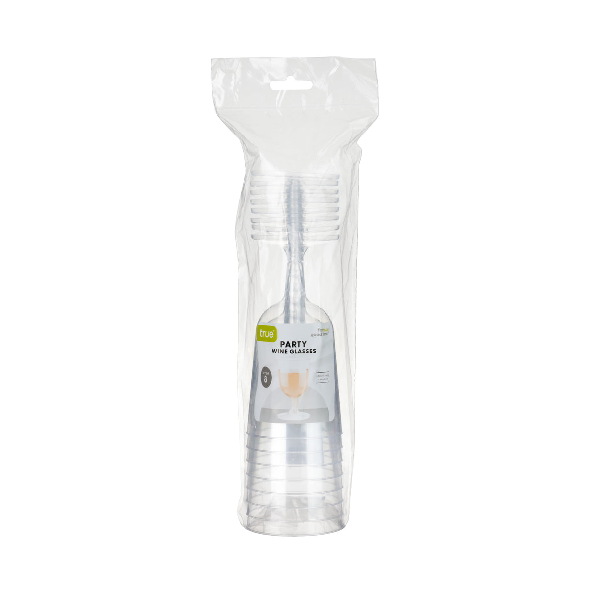 Party 6 oz Plastic Stemmed Wine Cups in Clear, Set of 8