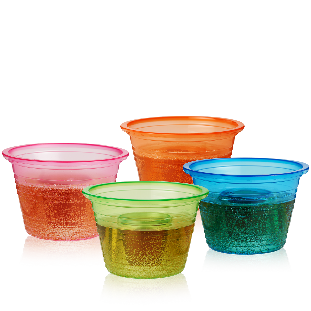 Party 4 oz Plastic Bomber Cups in Assorted Neon, Set of 20