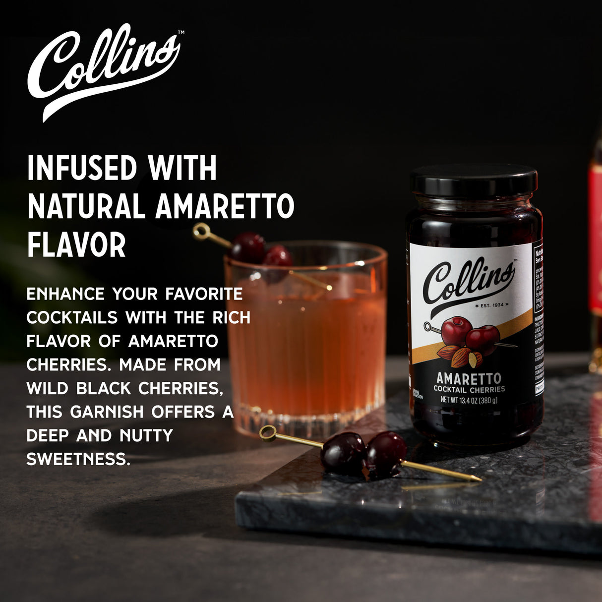 Stemless Amaretto Cherries, 13.4 oz