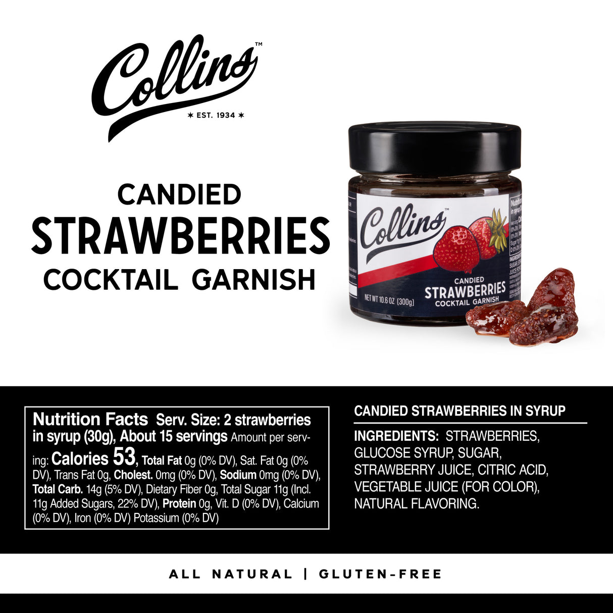 Candied Strawberries in Syrup, 10.6 oz