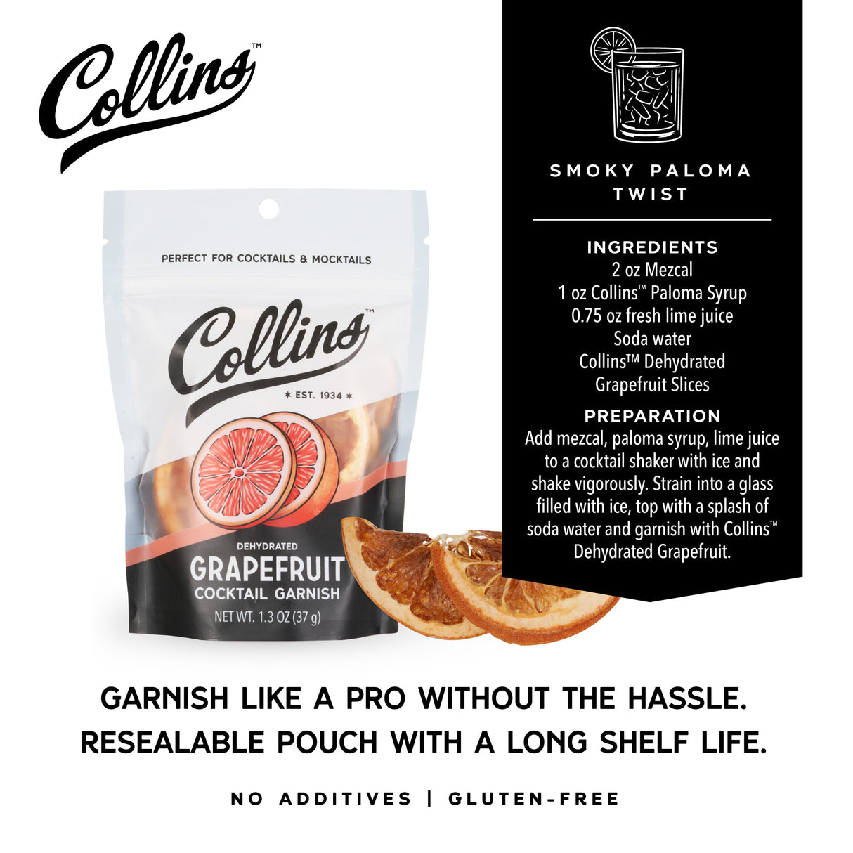 Dehydrated Grapefruit Cocktail Garnish, 1.3 oz