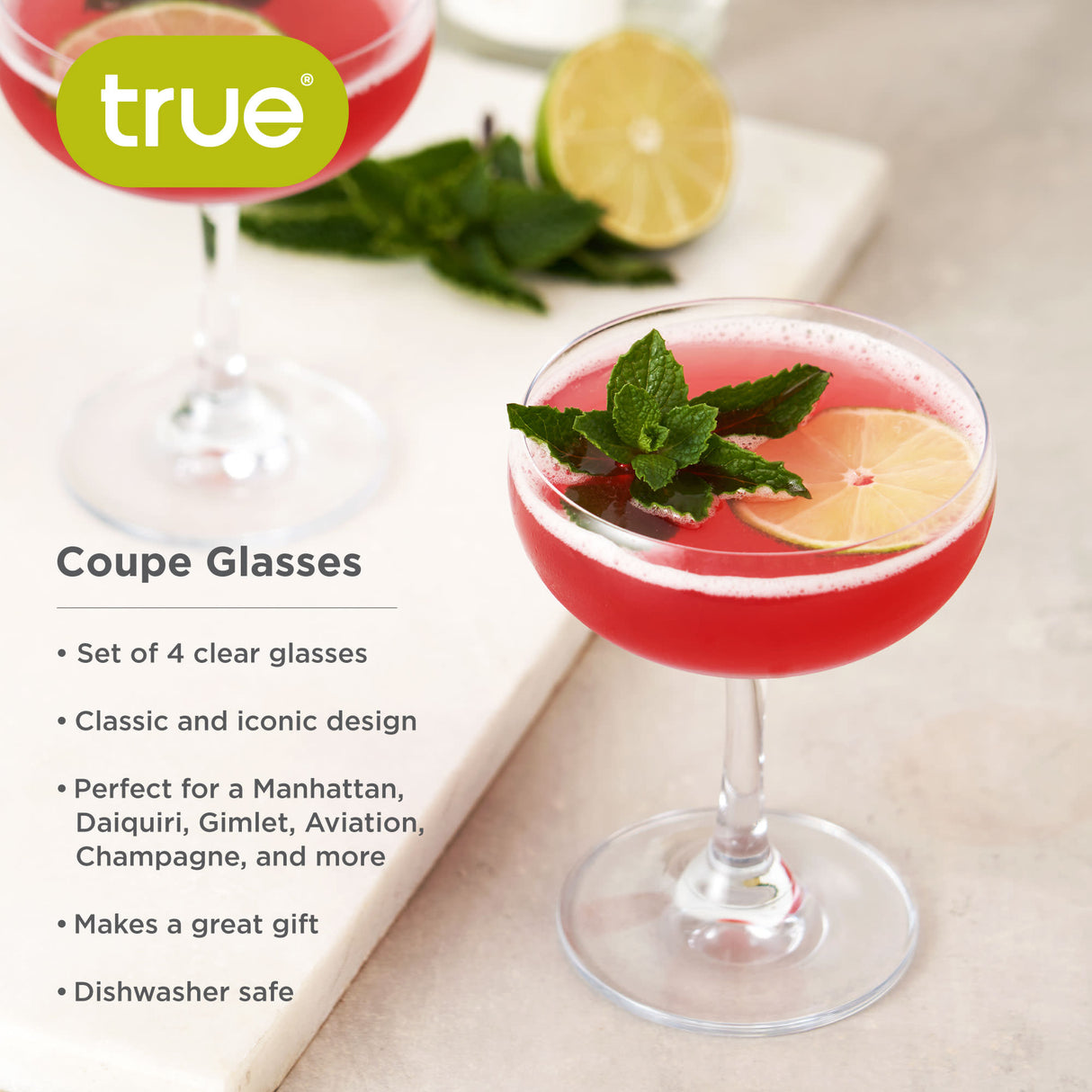 Coupe 7 oz Cocktail Glasses, Set of 4