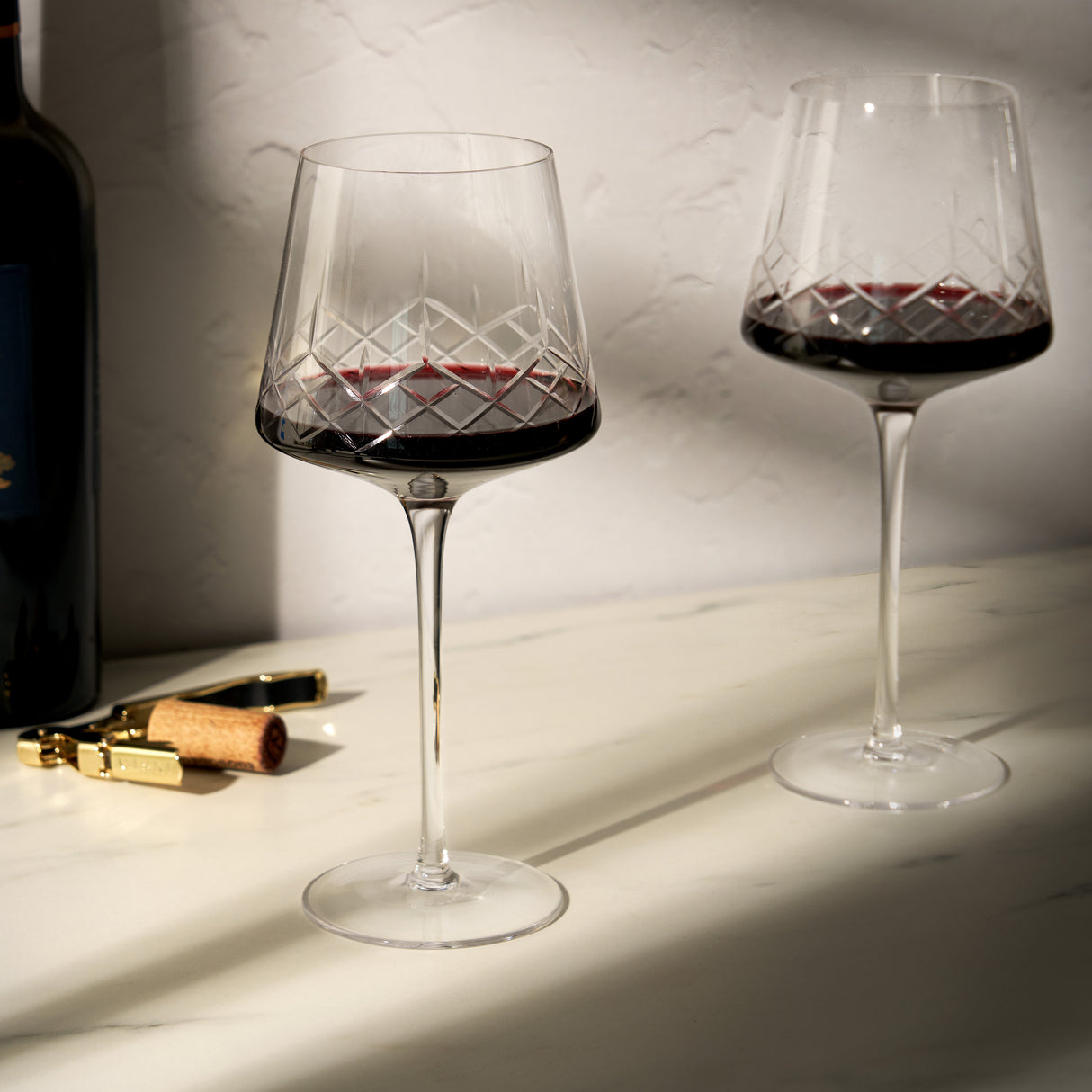 Admiral Crystal Burgundy Wine Glasses, Set of 2