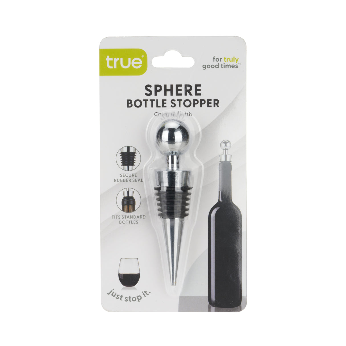 Sphere Zinc Alloy Bottle Stopper in Chrome