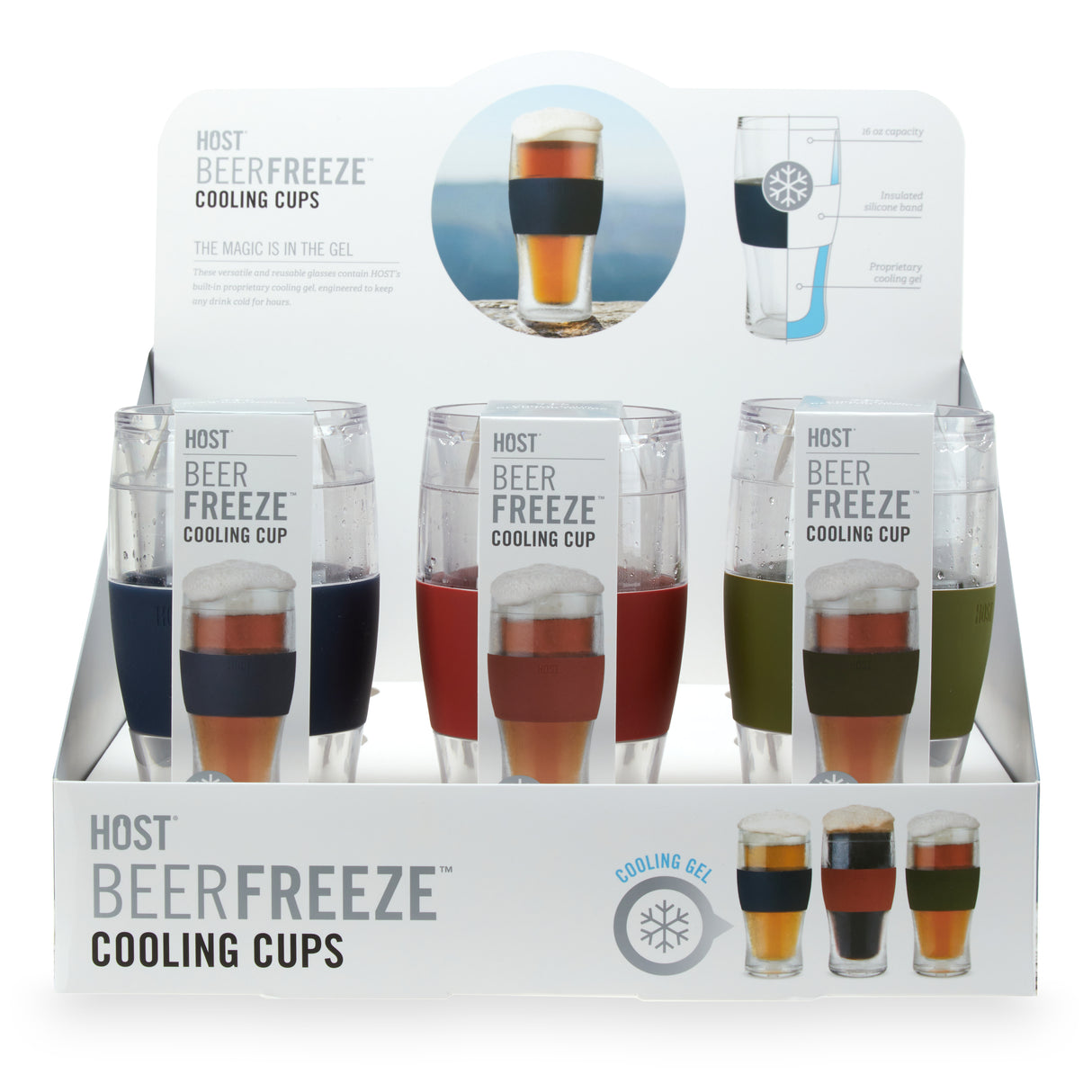 Beer FREEZE Cooling Cup in Collegiate Colors, CDU 9ct