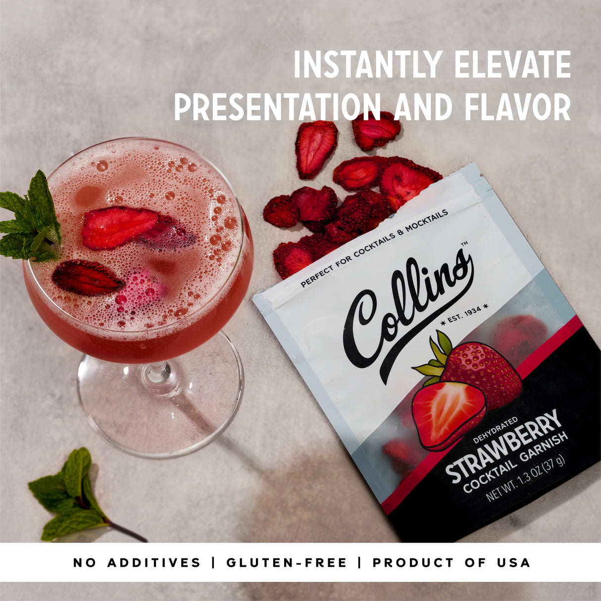 Dehydrated Strawberry Cocktail Garnish, 1.3 oz