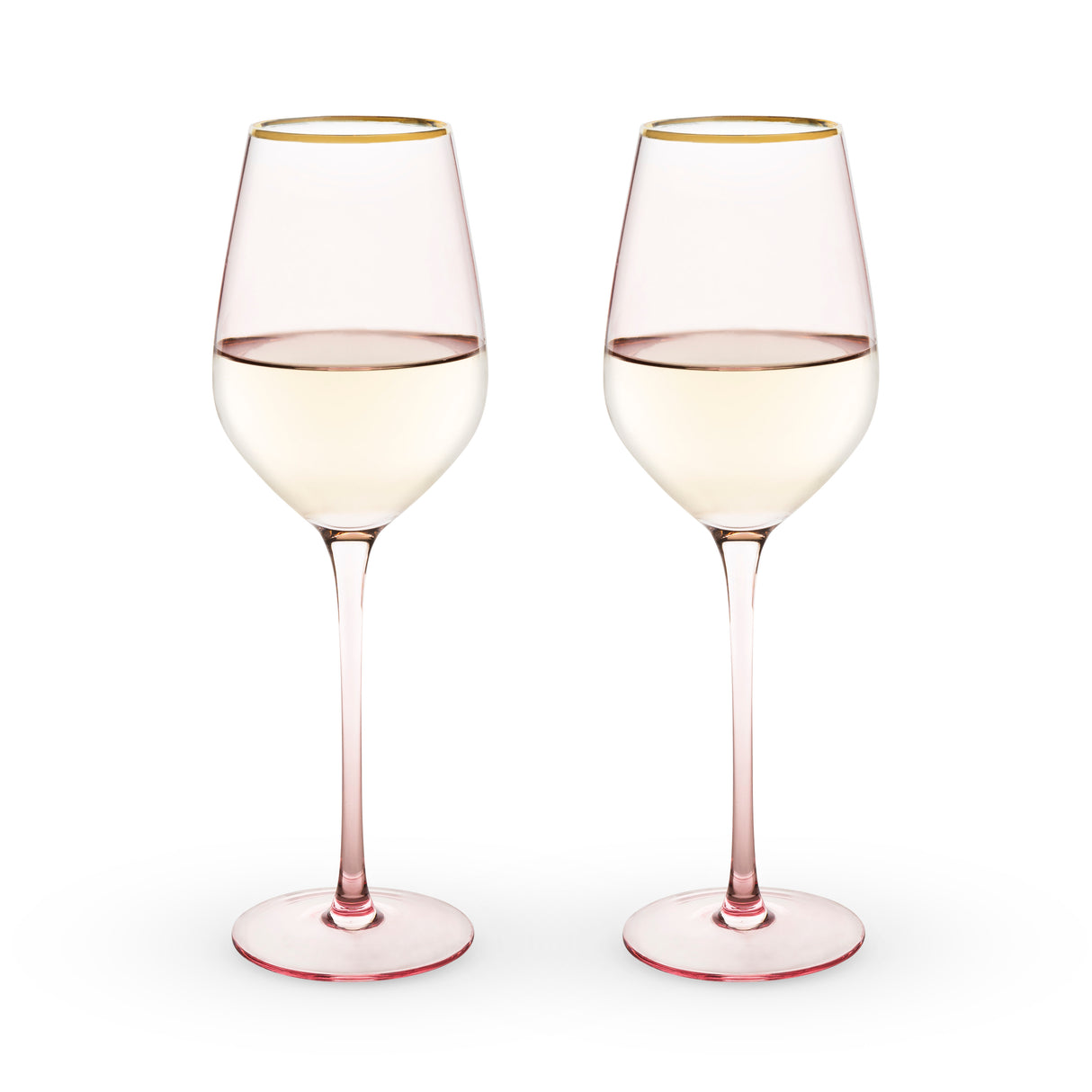 Rose Crystal White Wine Glasses, Set of 2