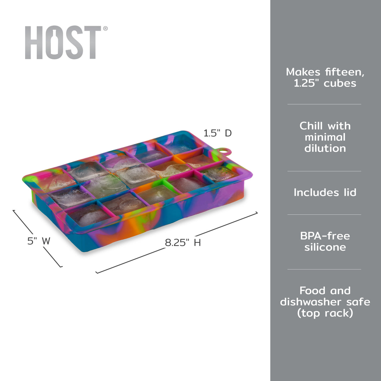 1.25" Ice Cube Tray with Lid in Colored Marble