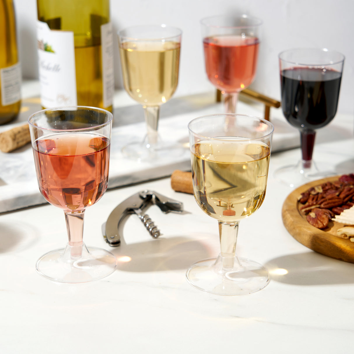 Party 6 oz Plastic Stemmed Wine Cups in Clear, Set of 8