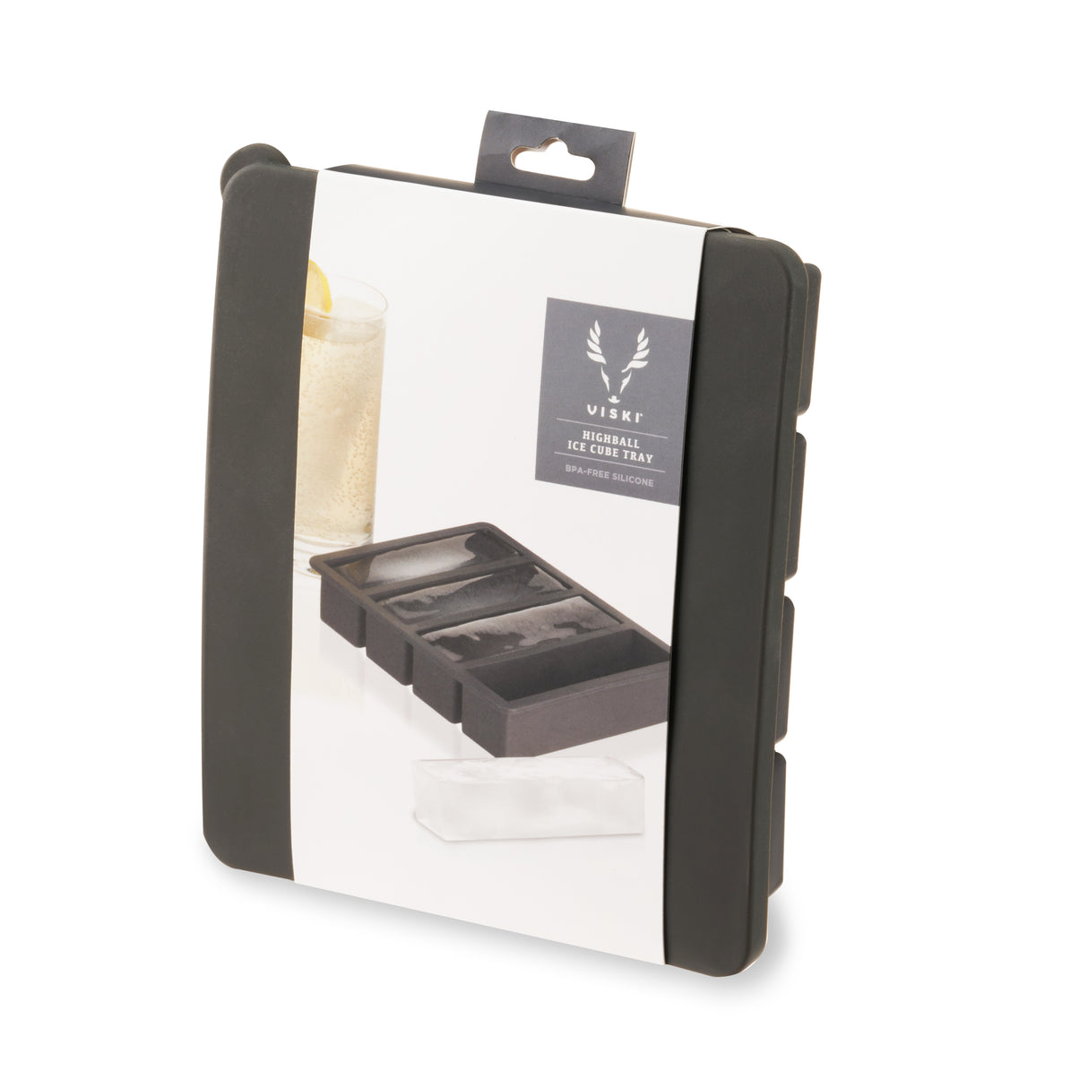 Glacier Highball Ice Cube Tray with Lid in Grey