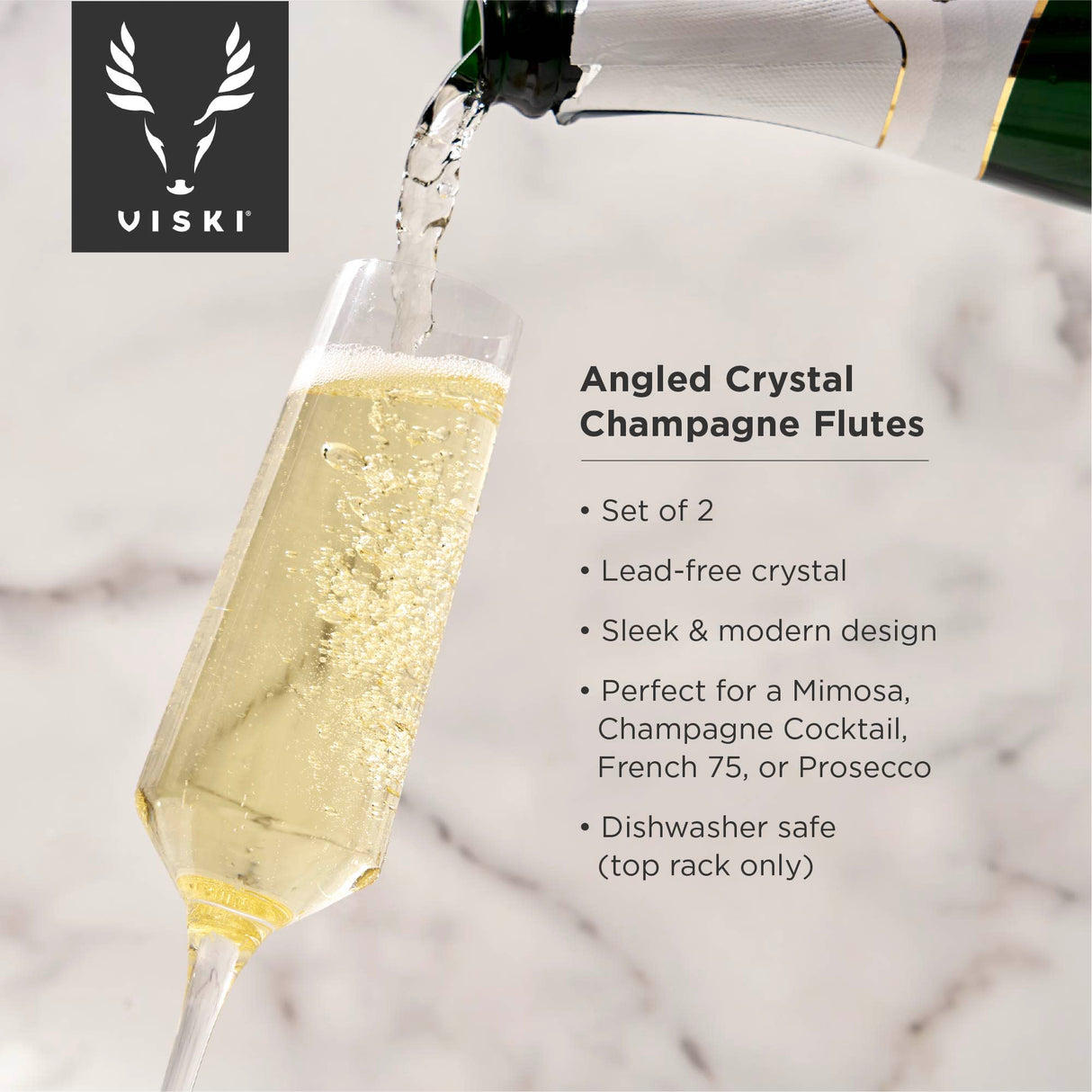 Raye Crystal Angled Champagne Flutes, Set of 2