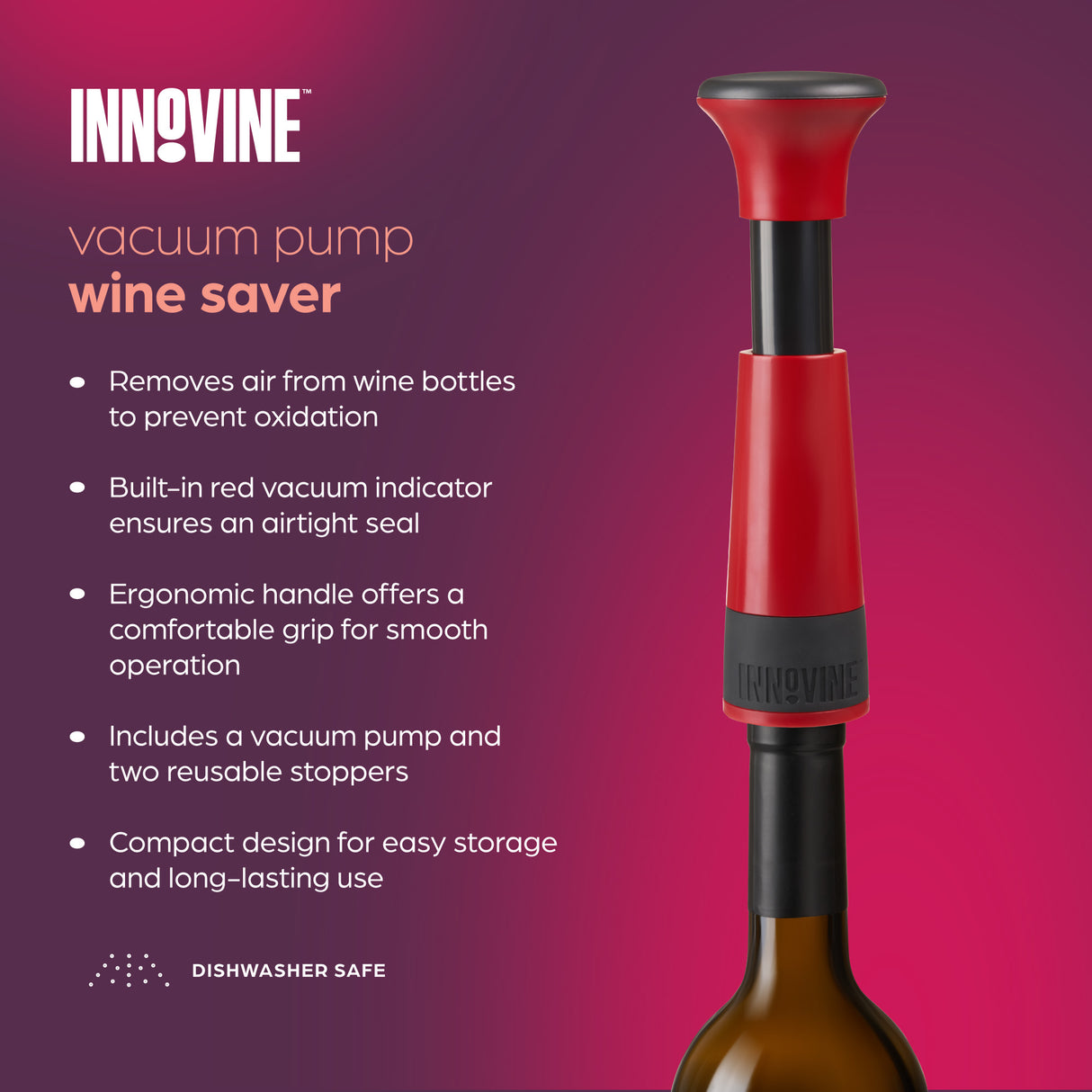 Vacuum Pump Wine Saver in Raspberry
