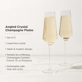 Raye Crystal Angled Champagne Flutes, Set of 2