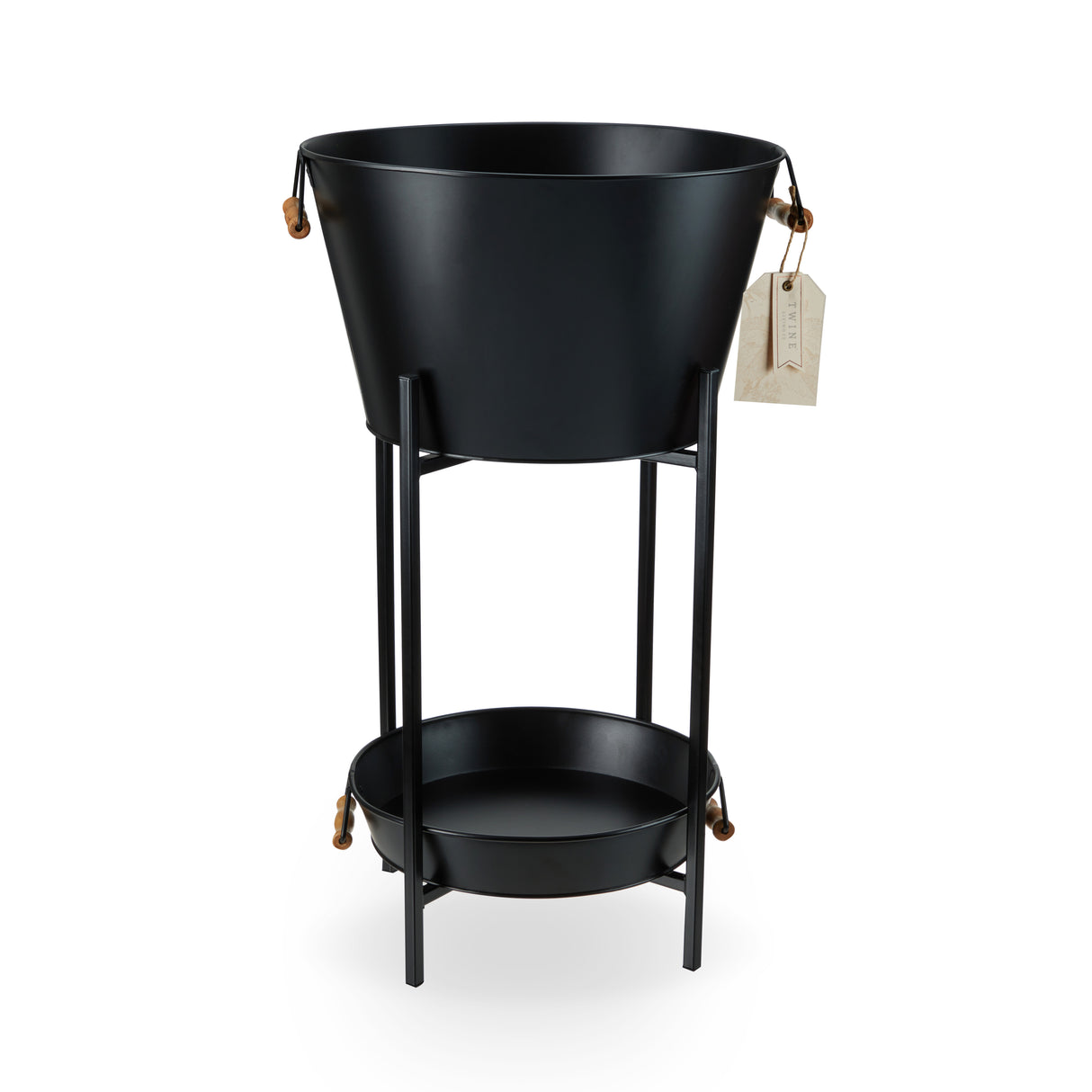 Beverage Tub with Stand & Tray in Black