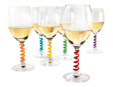 Savoy Spring Silicone Wine Charms in Assorted Colors, Set of 6