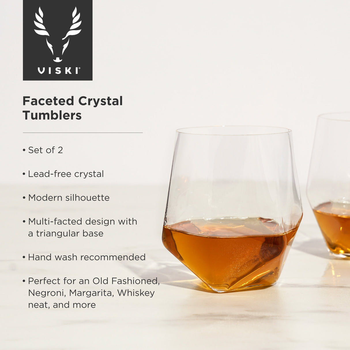 Seneca Crystal Faceted Tumblers, Set of 2