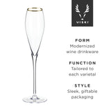 Gold Rimmed Crystal Champagne Flutes, Set of 2