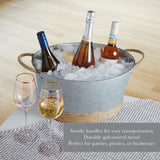 Jute Rope Wrapped Galvanized Metal Beverage Tub