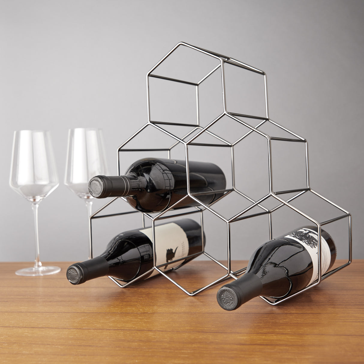 Geo Countertop 6-Bottle Wine Rack in Gunmetal