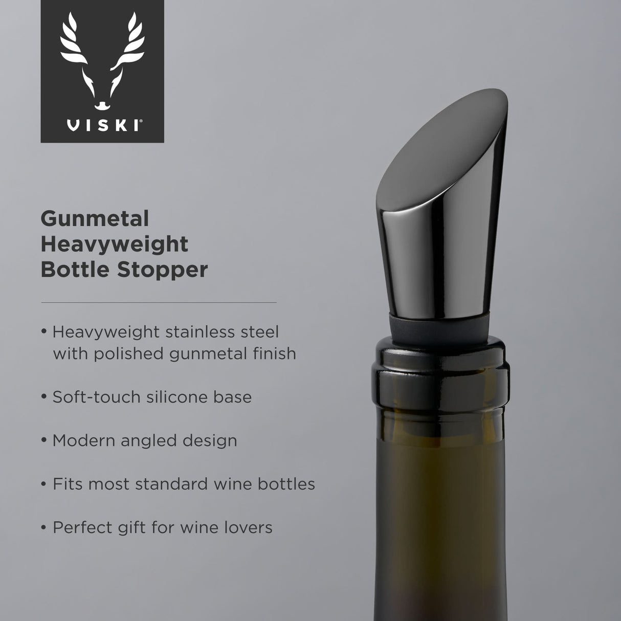 Warren Heavyweight Bottle Stopper in Gunmetal