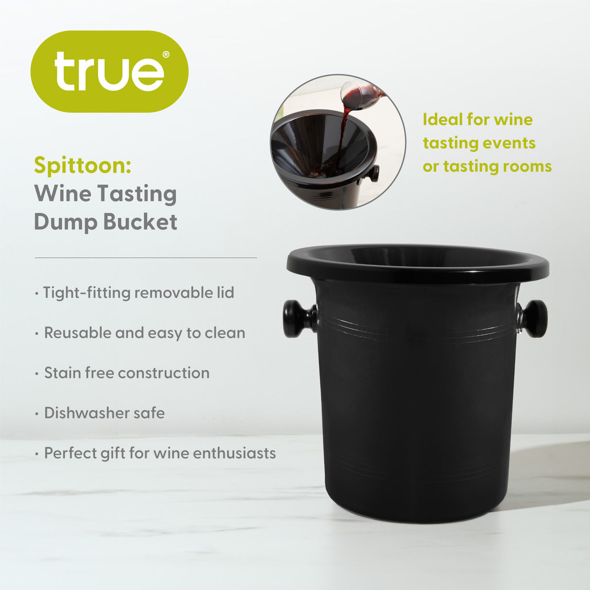 Spittoon Plastic Wine Tasting Dump Bucket in Black