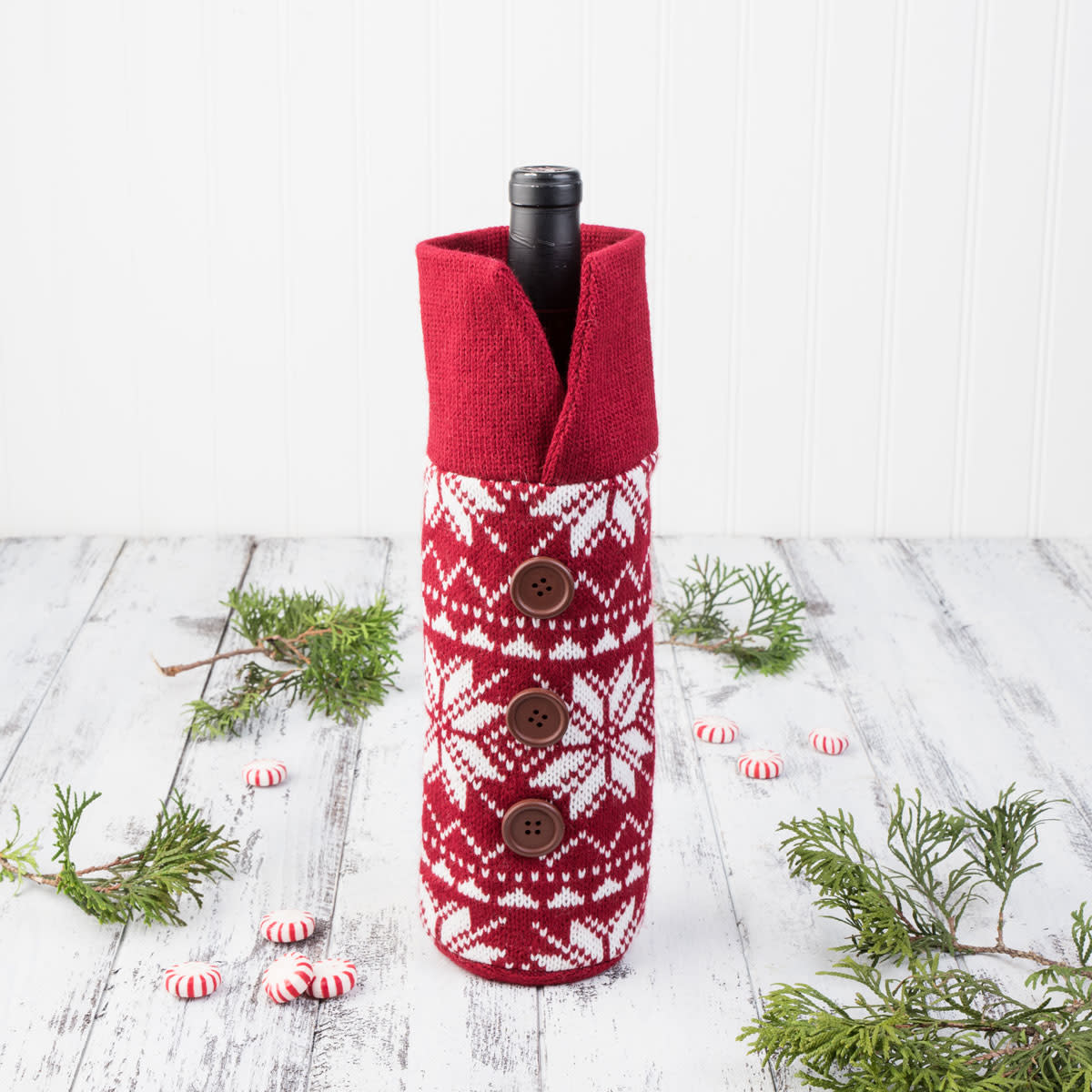 Wool Holiday Wine Bottle Sweater