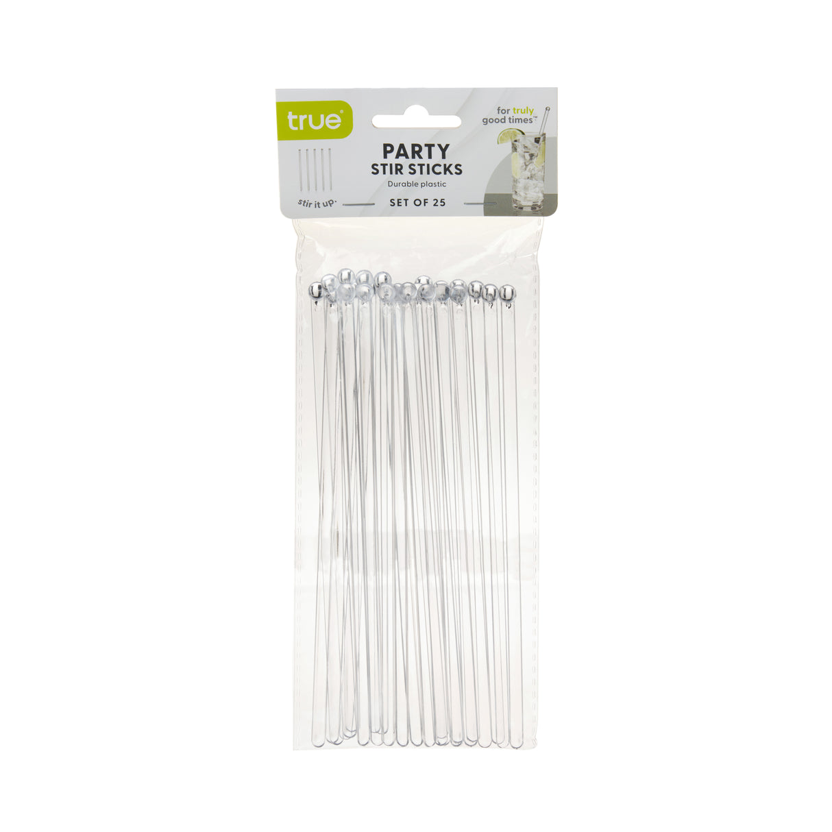 Cocktail Plastic Stir Sticks in Clear, Set of 25