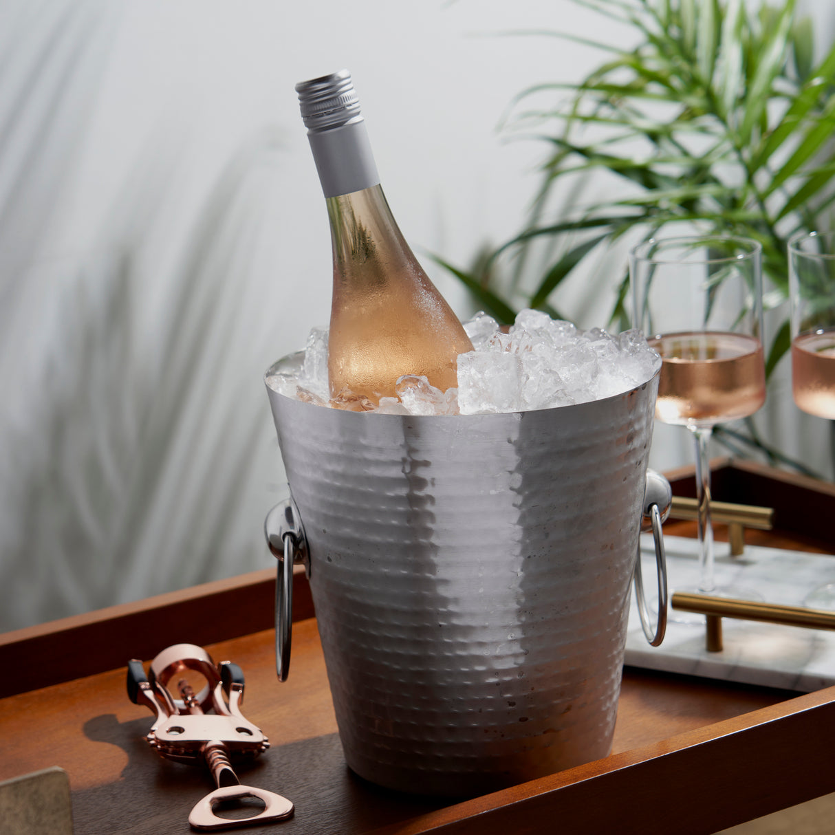 Irving Hammered Ice Bucket in Stainless Steel