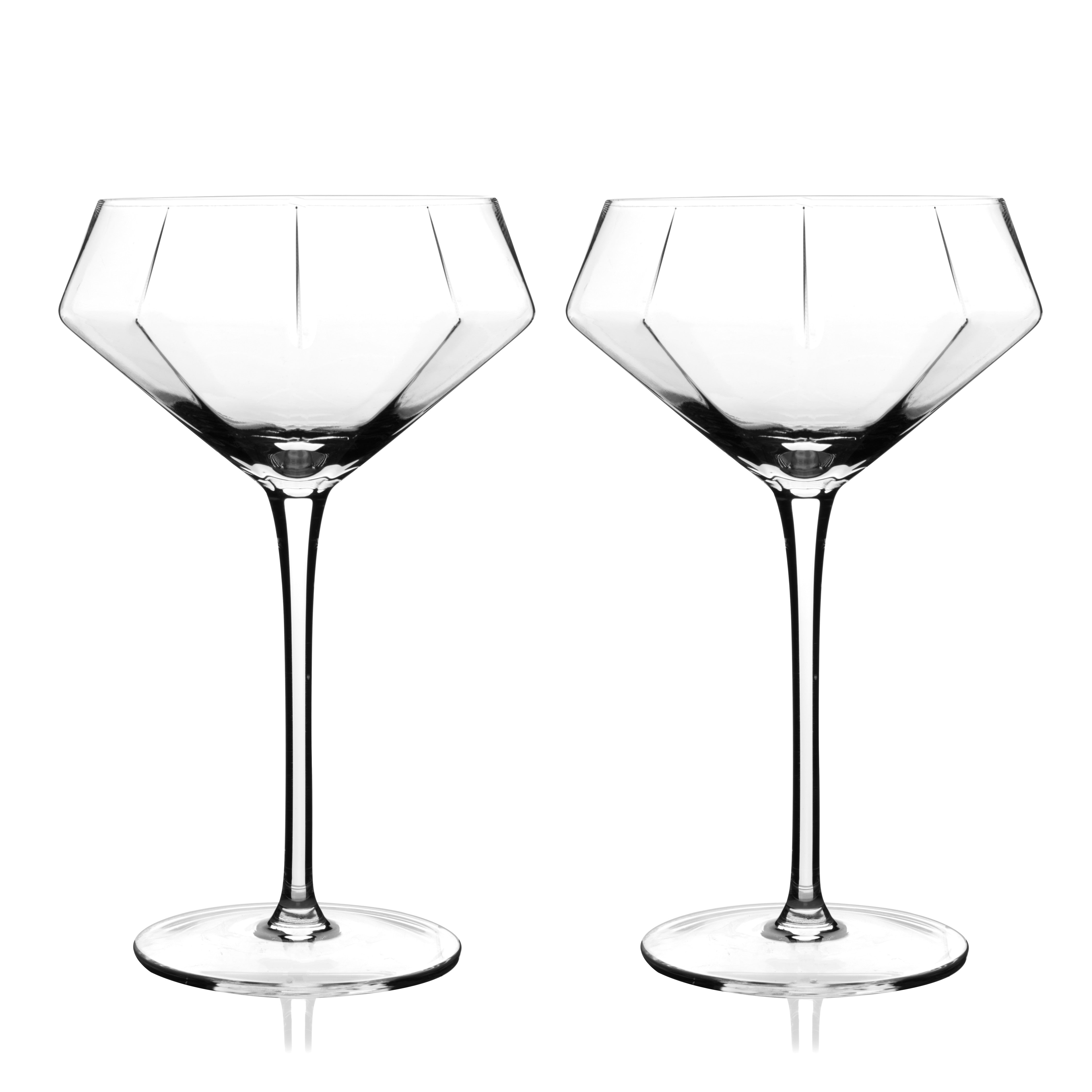 Seneca Crystal Diamond Martini Glasses, Set of 2