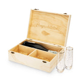 Celebrate Wood Champagne Box & Flutes Set